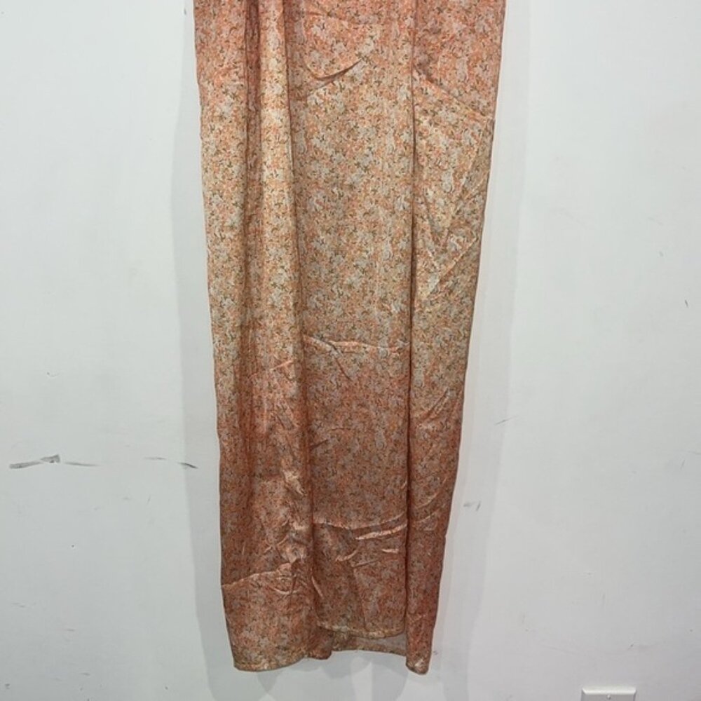 Zara Pink Ombré Floral Button Front Satin Midi Slip Dress Y2K Style Size Small - Picture 13 of 14